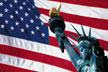 Statue of Liberty with US flag in background